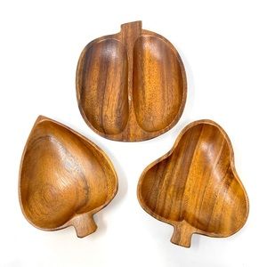 Monkey Pod trays dishes set of 3 spade Club wooden